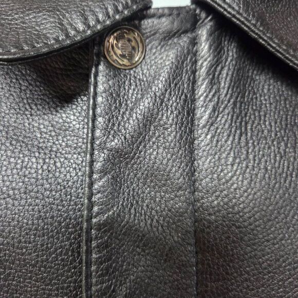 Yuan Creations Vintage Leather Jacket | Men’s Size 40 | Black Mid-Length Coat - Picture 7 of 10
